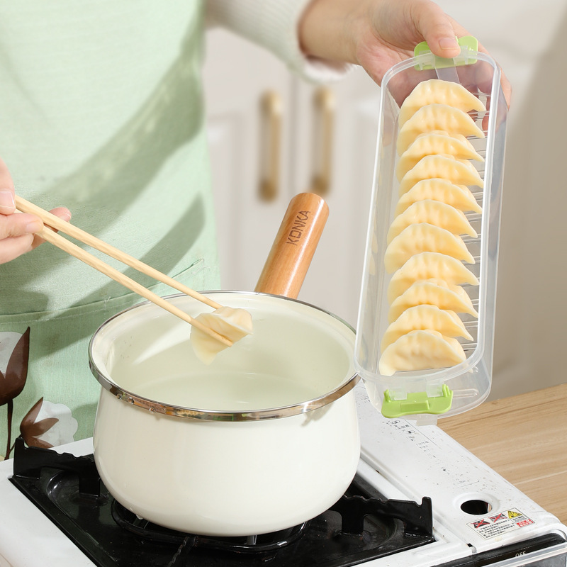 Narrow Side Dumpling Box Food Grade Dumpling Storage Box Large Capacity Anti-stick Bottom Refrigerator Fresh-keeping Sealed Dumpling Freezing Box