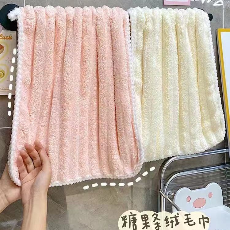 Candy Velvet Towel Girl's Face Wash Handkerchief for Bathing Thickened Hair Wipe Absorbent No-lint Household Coral Velvet Towel