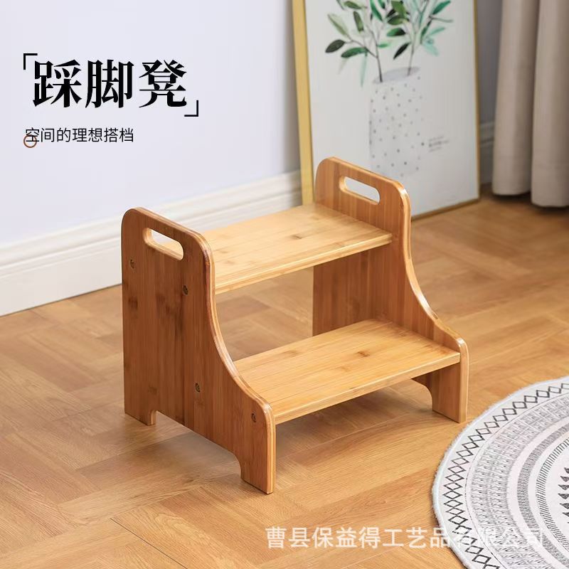 Simple Wooden Children's Foot Stool Household Children's Wash Heightening Stool Sofa Ladder Cushion Stepped Baby's Foot Stool