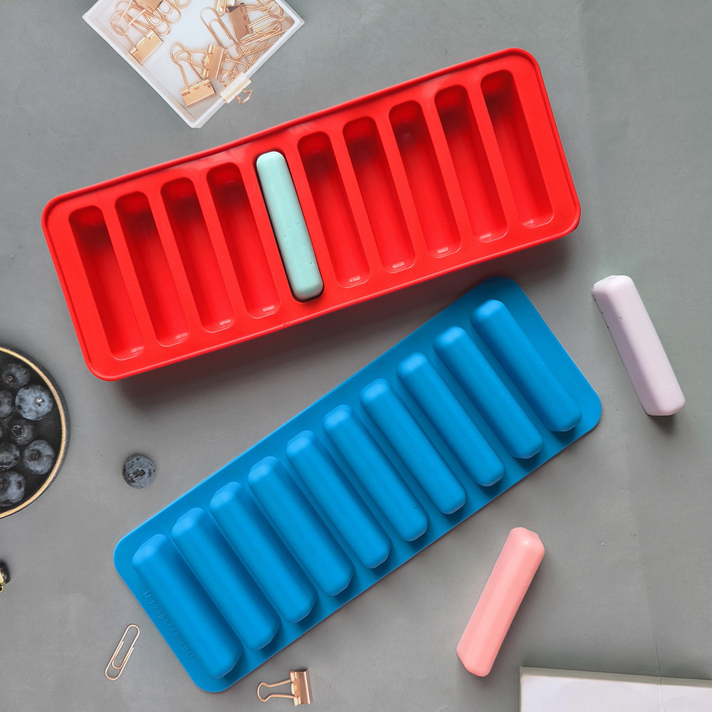 10-Piece Long Finger 591 Silicone Mold DIY Finger Biscuit Chocolate Ice Tray Mold Baby Teething Stick