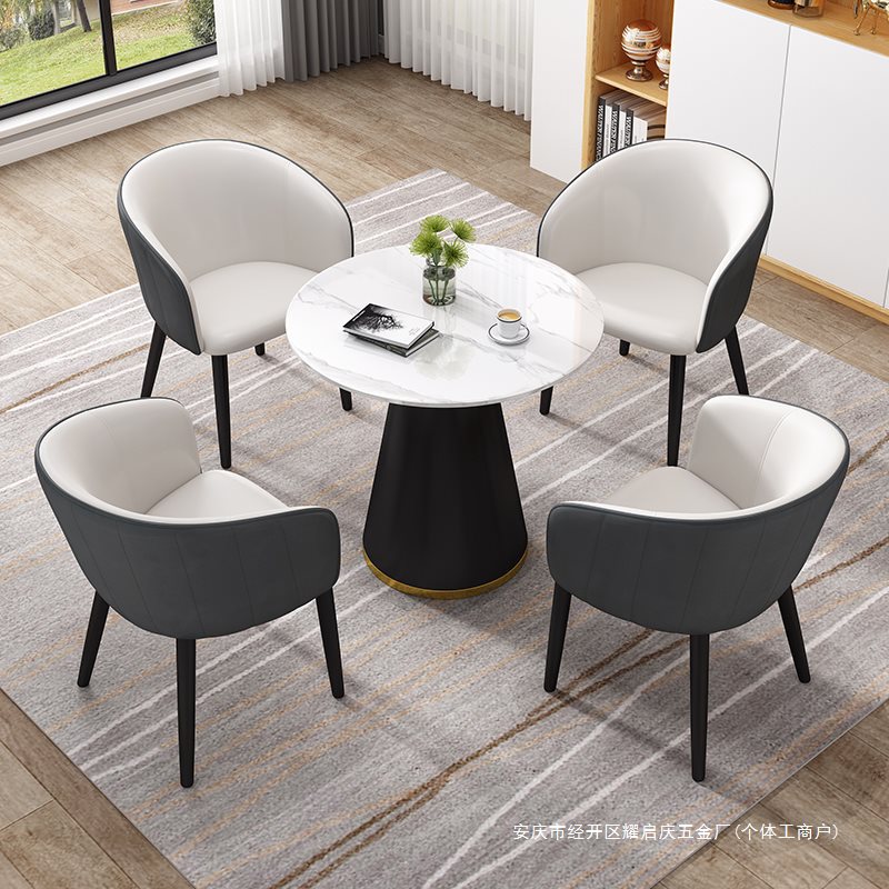 Light Luxury Negotiation Table and Chair Combination Sales Office 4S Hotel Leisure Business Reception Negotiation Reception Slate Small Round Table