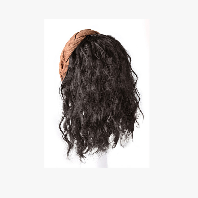 Wig Headband Simulation Hair Wool Roll One-piece Reissue Block Natural Fluffy Short Curly Hair Water Wave Hair Band Half Cover