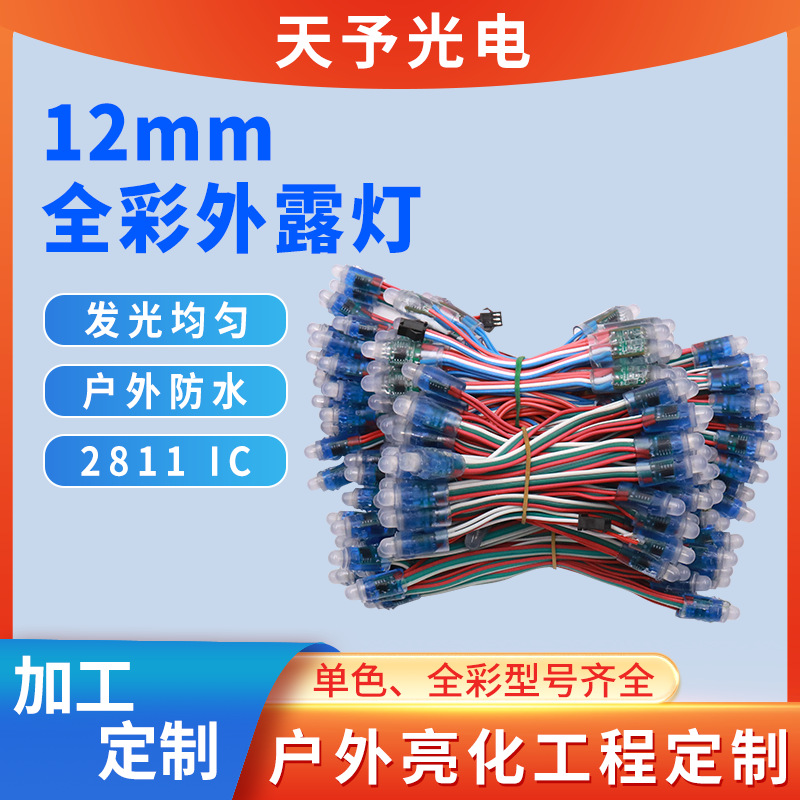 12 мм светодиодные гирлянды полного цвета открытые светодиодные гирлянды 2811IC/RBG в наличии оптовая продажа