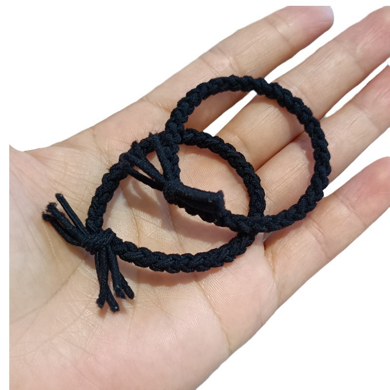 Multi-strand colored thread rubber band pure hand-woven twist hair belt non-wrapped hair ring bow knot hair rope stall
