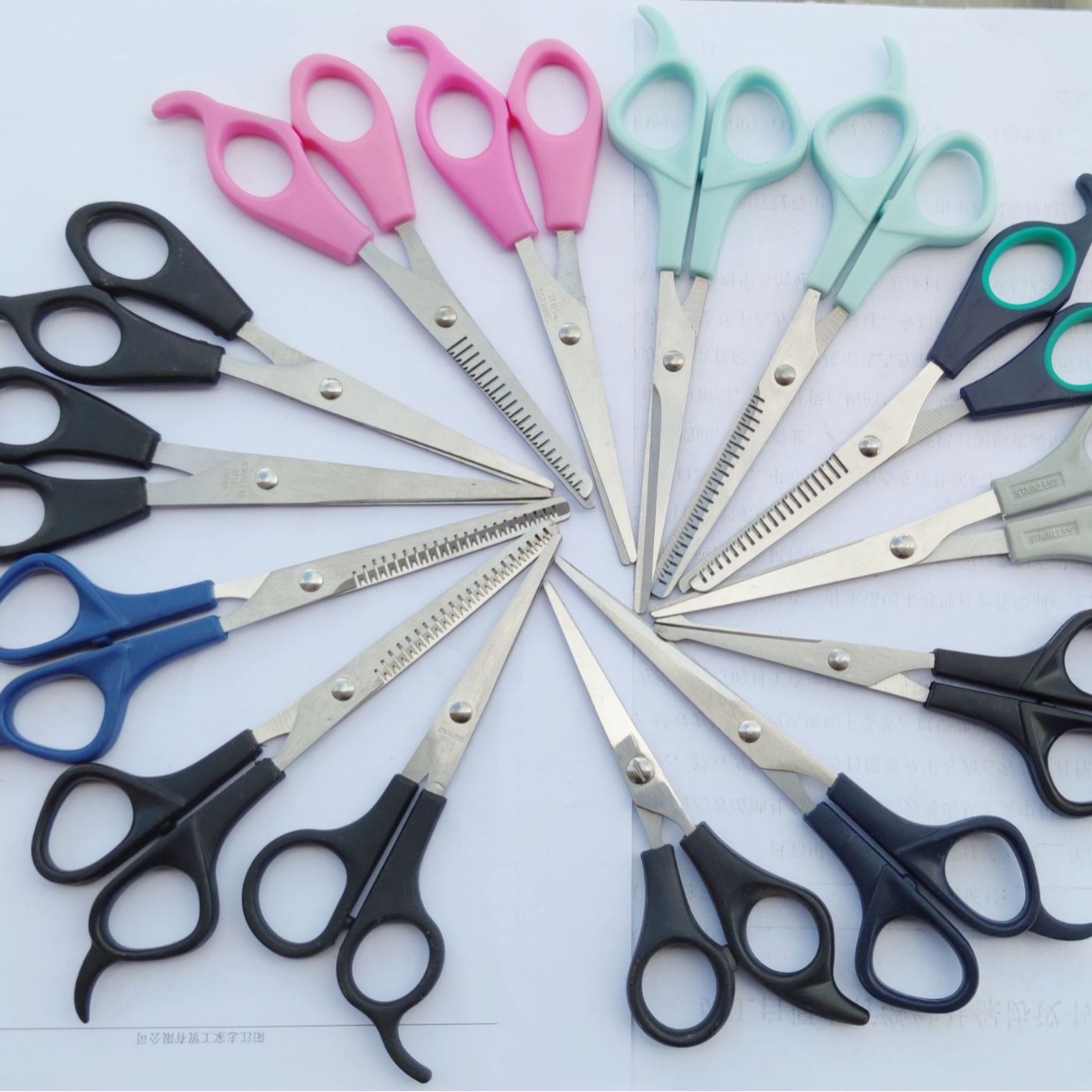 Плоские ножницы, обработка и настройка, прямая продажа завода Янцзян, печатный логотип, выставляемый счет, парикмахерские ножницы, ножницы для красоты