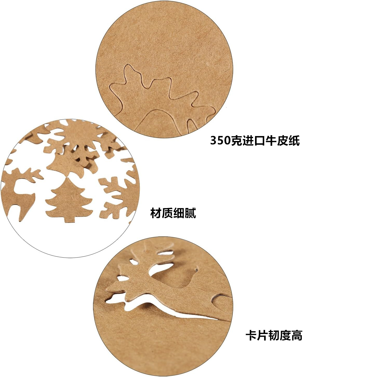 Cross-Border 350g High-End Kraft Paper Cut Out Tag Christmas Snowflake Elk Special-Shaped Party Blank Decorative Label