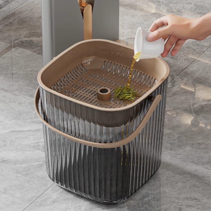 Transparent Tea Bucket Waste Water Bucket High-end Tea Set Tea Table Tea Trash Can Tea Table Drainage Bucket Tea Bucket Tea Scrap Bucket