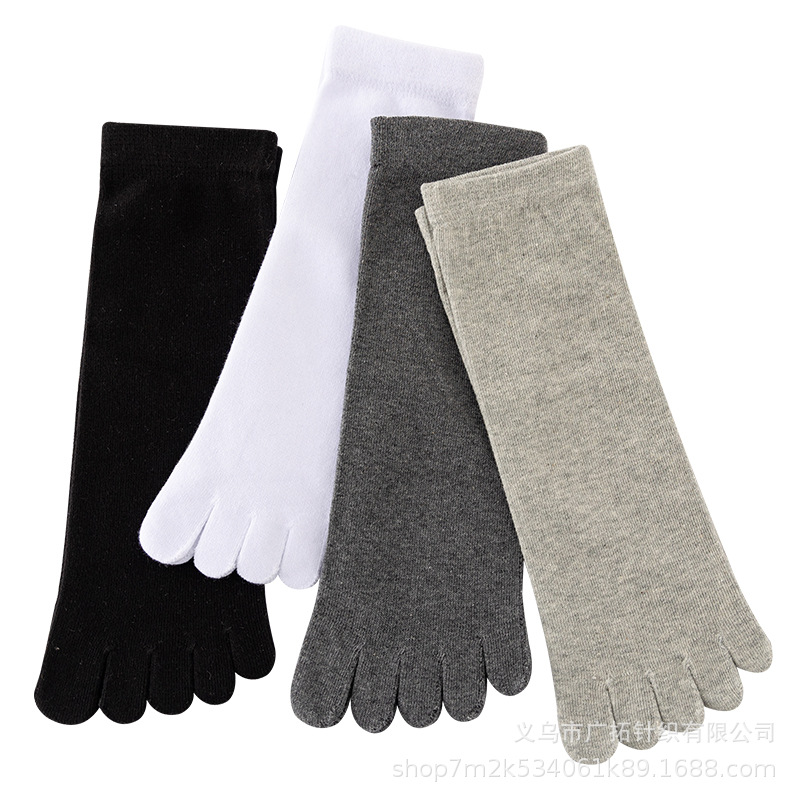 Five-Toe Socks for Men, Cotton Socks, Mid-Calf Split-Toe Socks, Odor-Resistant, Sweat-Absorbent, Thick Autumn and Winter Style, Solid Color Five-Toe Socks, Direct from Manufacturer