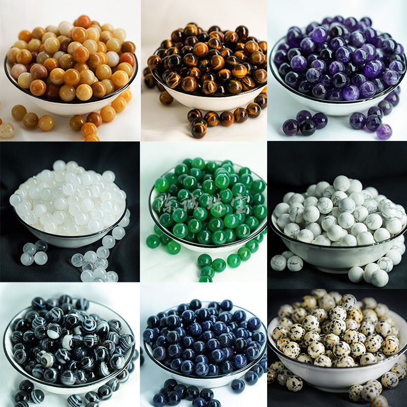 Non-Porous Natural Crystal Agate Natural Stone Loose Beads DIY Jewelry Accessories Lapis Lazuli Tiger Eye Stone Round Beads Wholesale