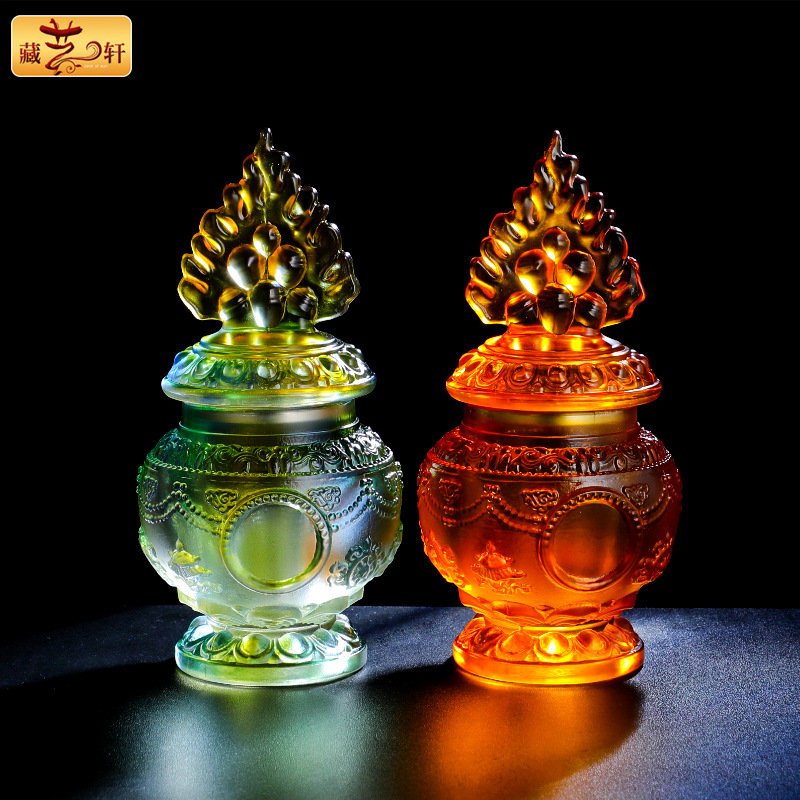 Цветная глазурованная бутылка для маникюра, тибетские артефакты для бога богатства