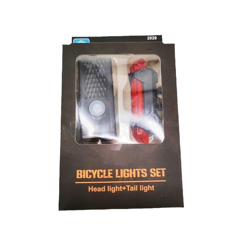 Cross-Border High-Bright Rechargeable Bicycle Light Outdoor Night Riding Waterproof Headlight Tail Light Sports Lighting Set Accessories Factory