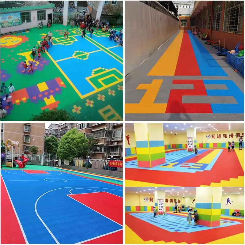 Basketball Court Suspended Flooring Outdoor Color-Blocked Kindergarten Playground Non-Slip Suspended Assembled Sports Flooring Manufacturer
