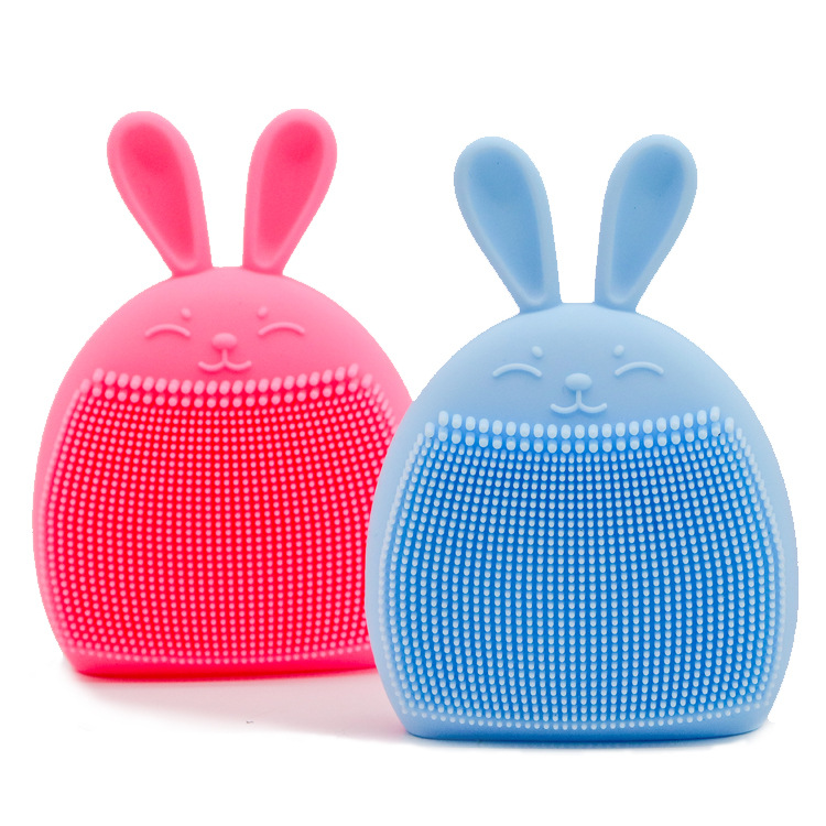 Cross-Border Cute Rabbit Shaped Face Wash Brush Silicone Facial Cleansing Brush Set Deep Cleaning Manual Massage Soft-Bristled Portable Brush
