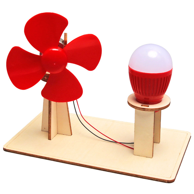 Elementary School student science experiment playing Teaching Aids technology small production materials wind energy DIY handmade simple wind generator