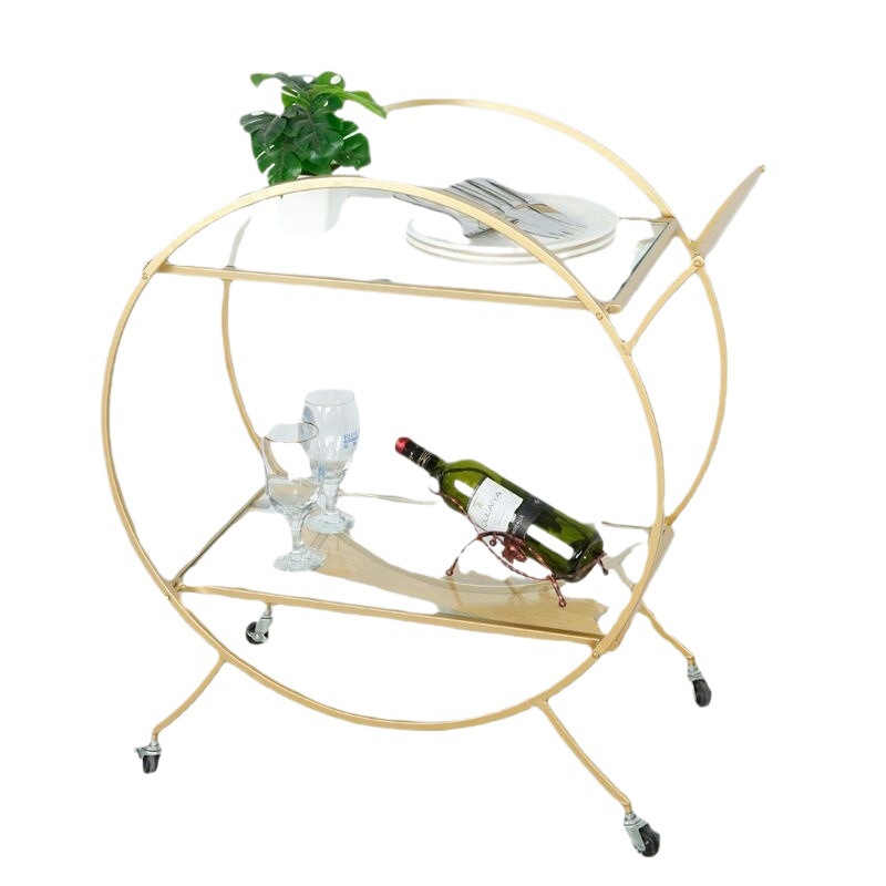 Cross-Border Manufacturer Trolley Dining Cart Multifunctional Hotel Trolley Wrought Iron Four-Wheel Cart Storage Nordic Style