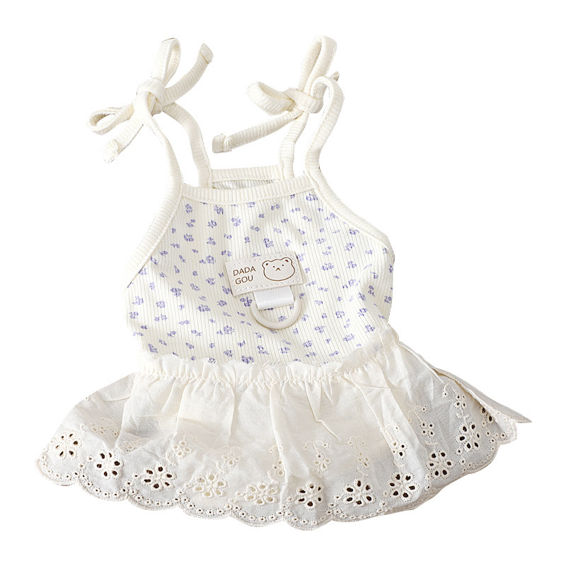 Puppy Summer Clothes Bomei Summer Tragable Anti-lint Slip Skirt Outgoing Breathable Floral Pit Strip dress