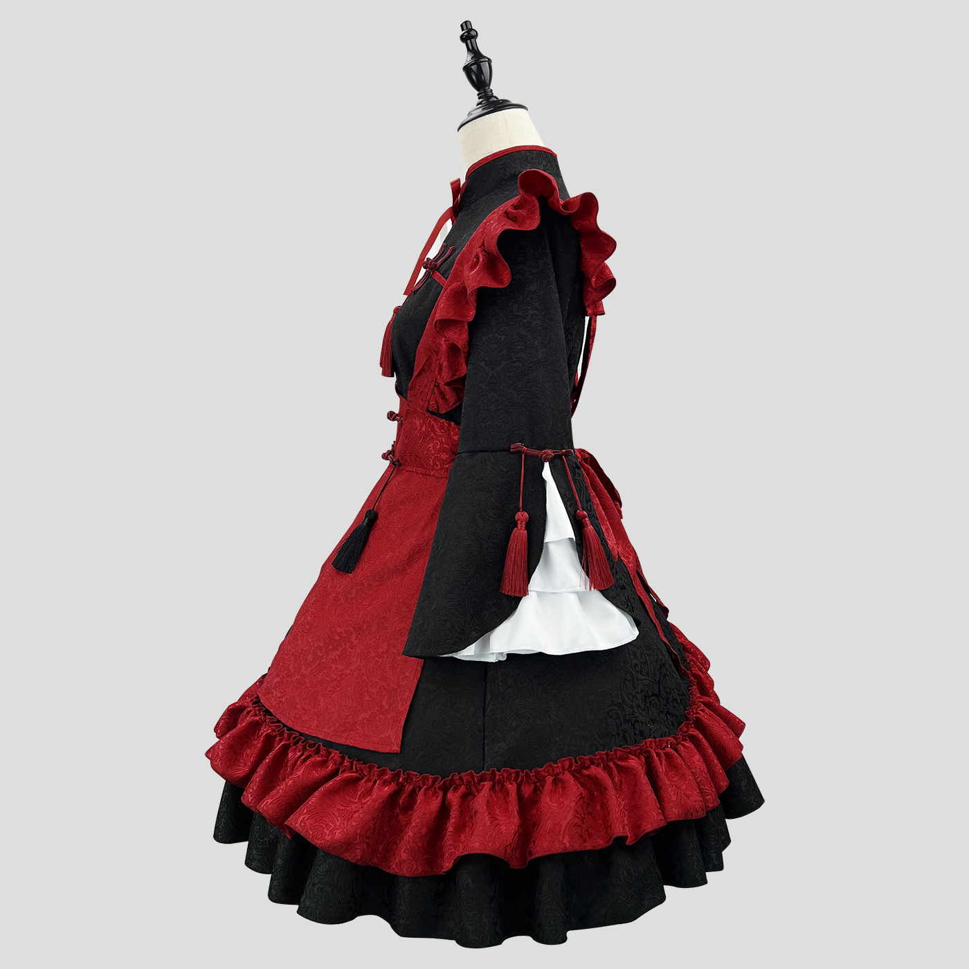 Original New Chinese Style Embossed Jacquard Lolita Dress Maid Outfit Cosplay Maid Uniform Large Size