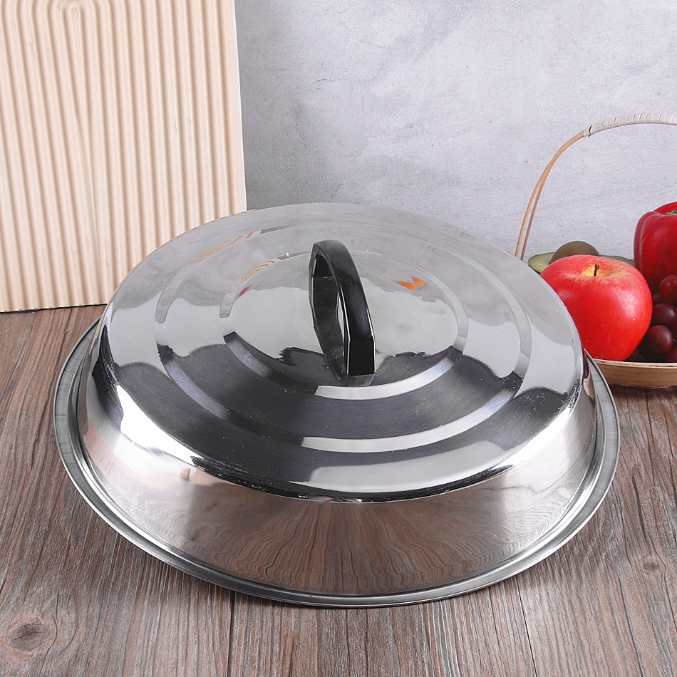 Stainless Steel Pot Cover Tripod Cover Thickened Non-Magnetic High Cover Household Large Pot Cover Tripod Cover Frying Pot Cover Running Jianghu 32-48cm