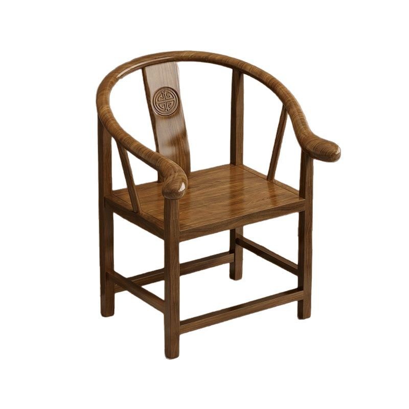 Solid Wood Armchair Tea Chair Vintage Backrest Chair Armchair Rubber Wood Leisure Home Office Master Chair Retro