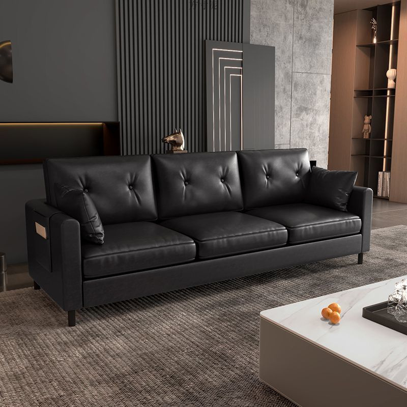 Sofa Small Apartment Double Rental Housing Office Lounge Clothing Store Apartment Black Leather Art Living Room Sofa
