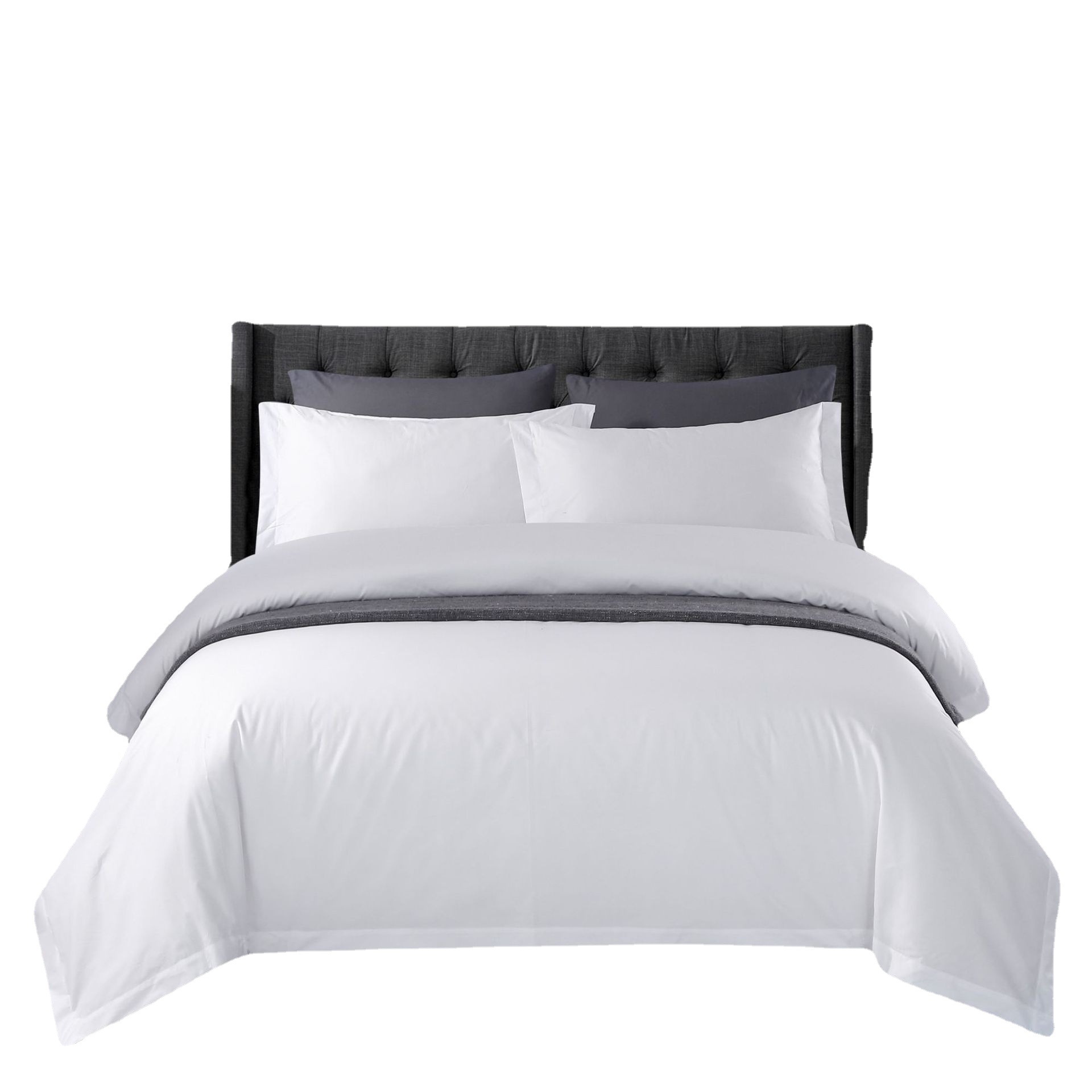 X Duoduo All Season Same Style 60 Count Pure Cotton White Satin Hotel Linen Four-Piece Set B&B Hotel Bedding