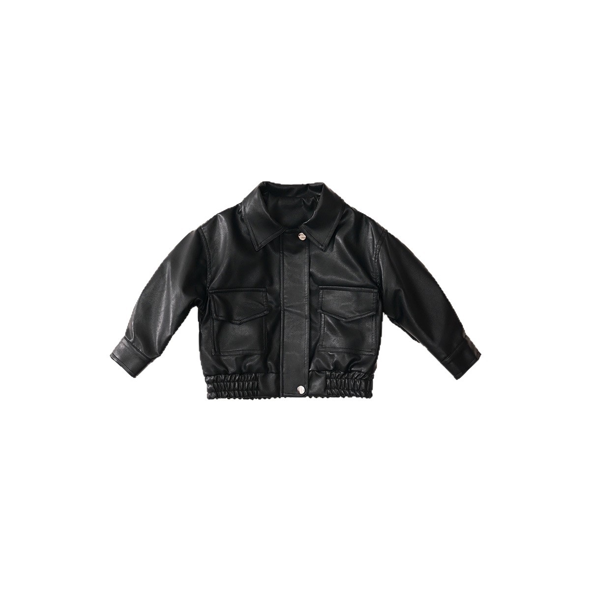 Children's Black Lapel Leather Jacket 2025 Autum New Korean Style Cool Girl Motorcycle Jacket for Small and Medium-Sized Kidsren Dropshipping