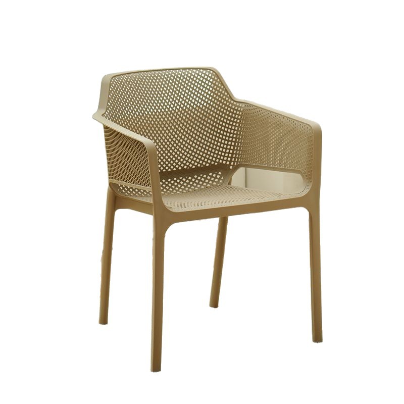 Outdoor Open-Air Plastic Chair Scandinavian Simple Hollow Chair Cafe Stacking Chair Outdoor Stacking Armrest Dining Chair