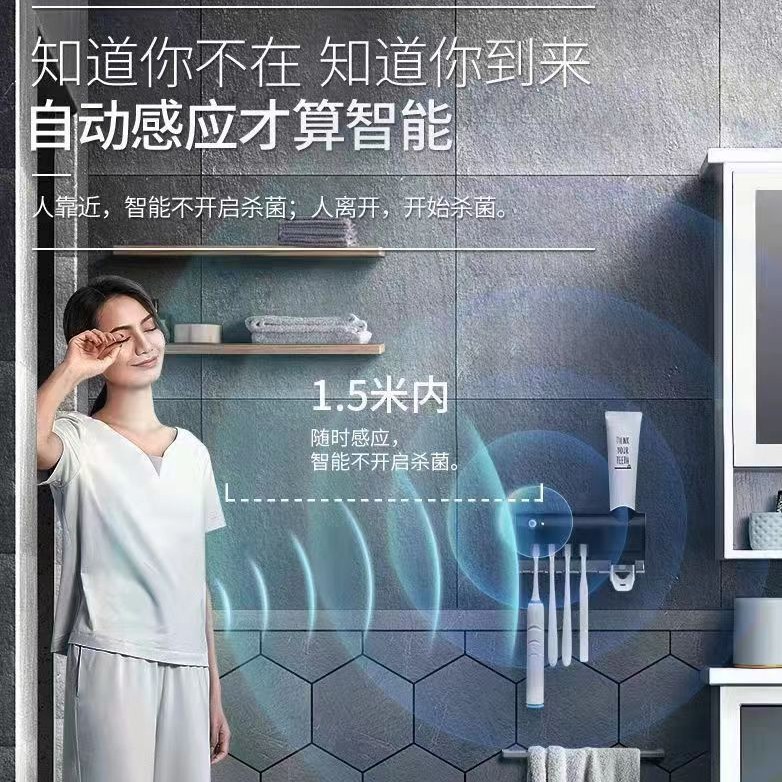 Intelligent Toothbrush Sterilizer UV Sterilization Non-perforated Toilet Wall-mounted Storage Rack Electric Storage Drying