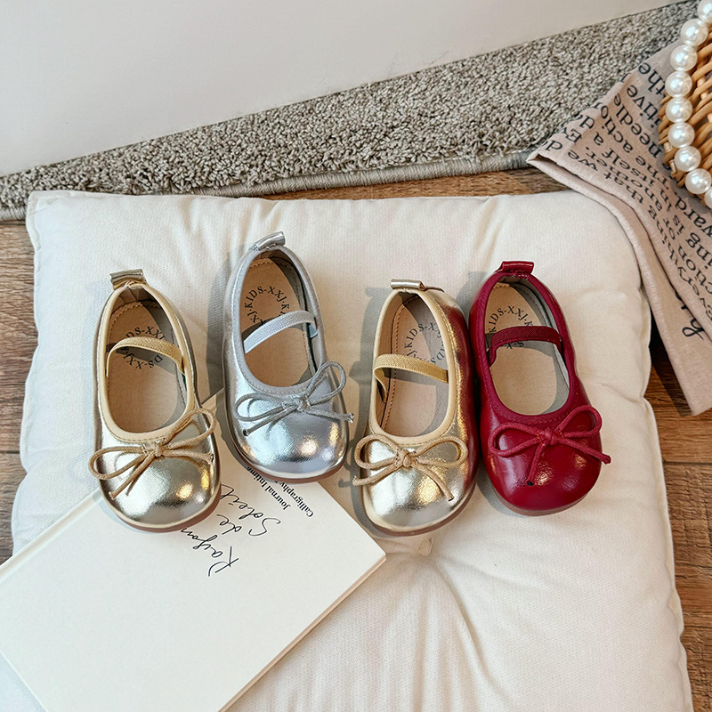 Children's Small Leather Shoes 2025 Spring and Autum New Korean Style Girls' Soft-Soled Shoes with Bows Baby Non-Slip Fashion Shoes