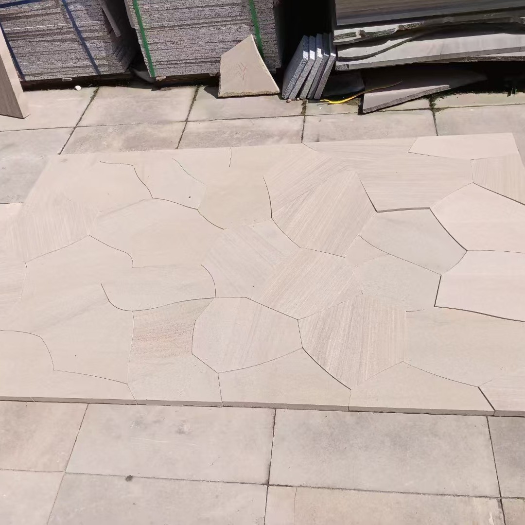 Shandong Hard Yellow Sandstone Lychee Surface Carving Board Seamless Splicing Background Wall Art Wall