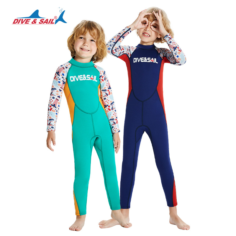 Новый детский теплый гидрокостюм 2.5мм, однотелый, длинные рукава, длинные брюки, защита от холода, для плавания, сноркелинга, серфинга