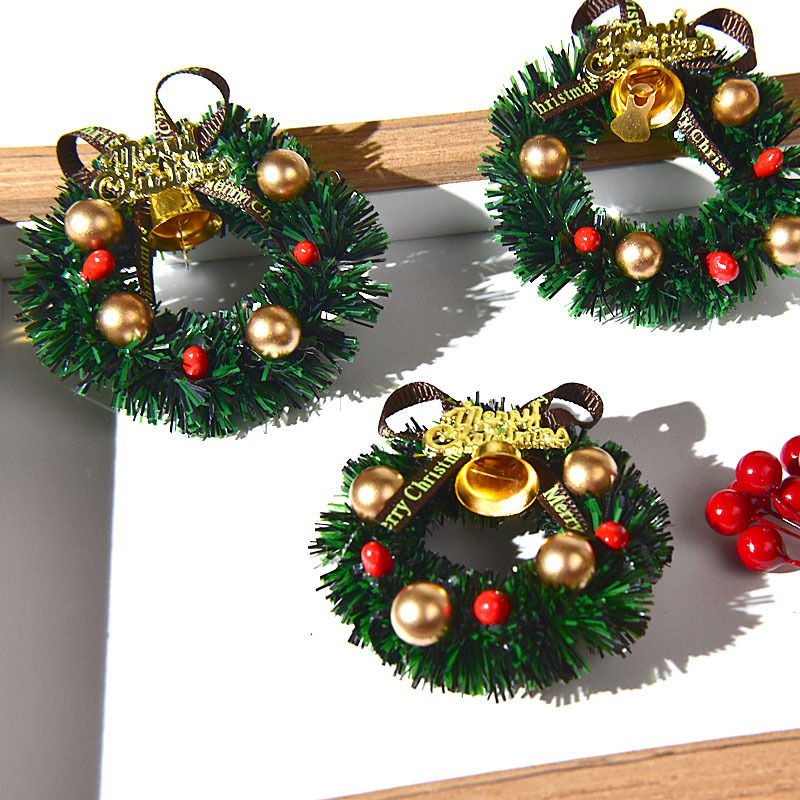 1:12 Dollhouse Christmas Mini Rattan Circle Garland 6CM Garland Micro Landscape Decoration Ornament