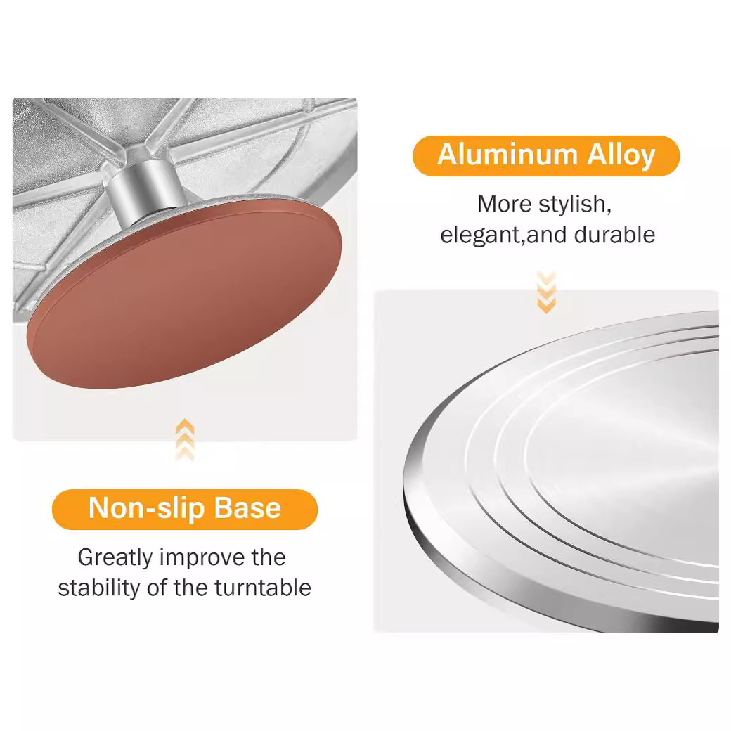 Aluminum alloy turntable 12 inch rotating cake turntable with non-slip mat bottom baking utensils cake decoration supplies