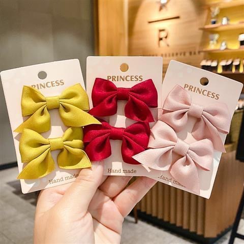 Children's Red Bow Hairpin 2023 Internet Popular New Cute Faux Exquisite Women's Summer Headwear Side Princess