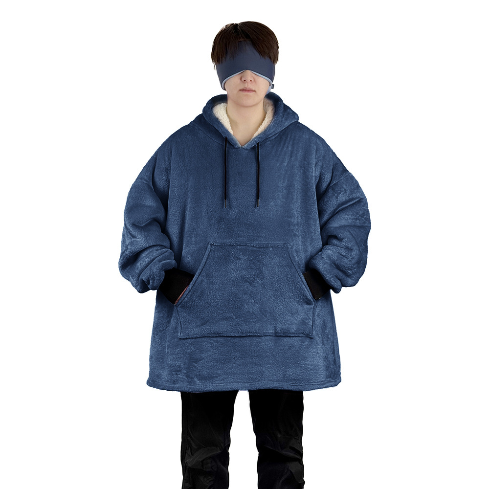 in stock Cross-border Winter Warm Warmable Casual Long Edition Lazy Sweat Hood Lazy Blanket Home fleece-lined