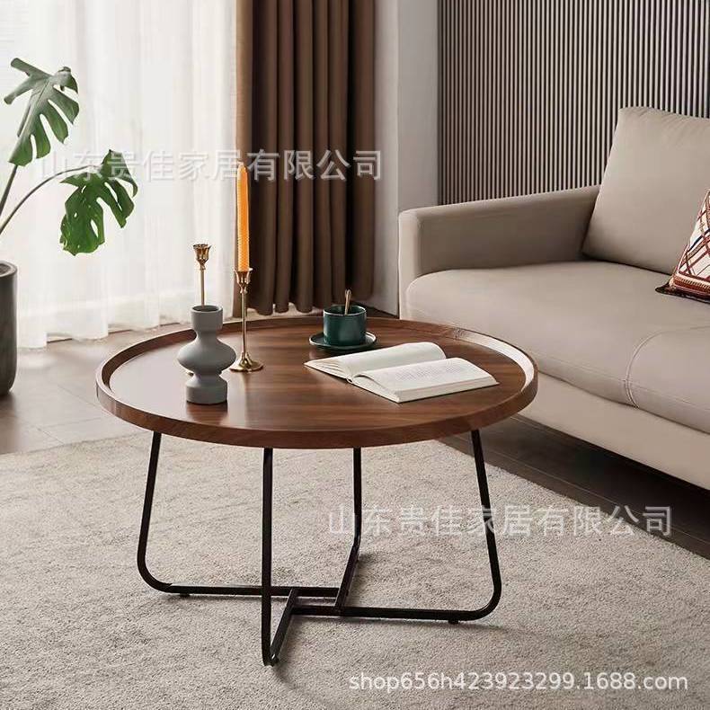 Round Tea Table, Simple Coffee Table, Multi-Layer Table, Tea Table, Living Room Table, Home Round Table, Retro Side Table, Reception Table