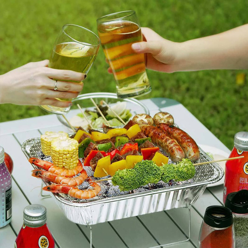 Disposable Barbecue Stove Large Skewers Grilled Fish Barbecue Convenient Household Barbecue Outdoor Charcoal Stove Carbon Grill