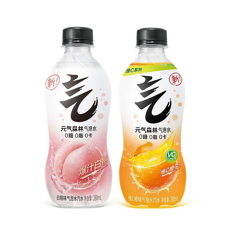 Yuanqi Forest Sparkling Water Vitamin C Orange Flavor White Peach Flavor 280ml 24 Bottles Mini Drink 0 Sugar 0 Fat 0 Calories