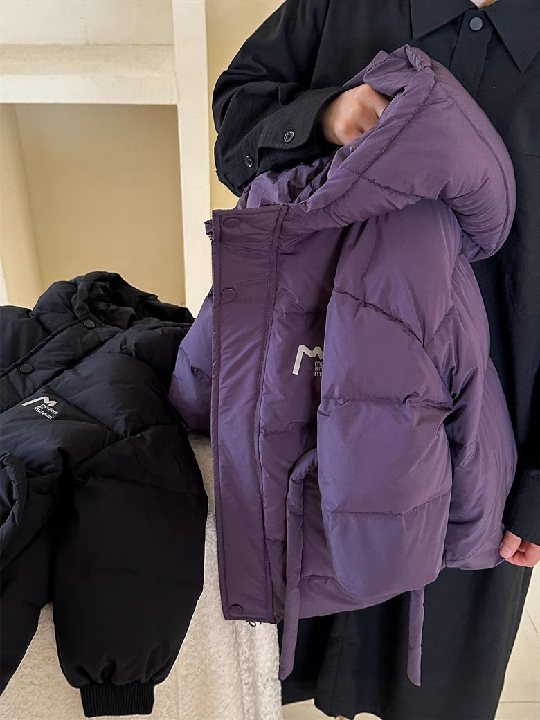 Детская куртка с капюшоном из корейского стиля 2025 года, утепленная куртка из белого утиного пуха, зимняя одежда для мальчиков, теплая одежда