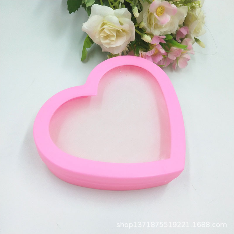 Children's Women's Ring Box Plastic Pink Love Box Jewelry Earrings Display Storage Box