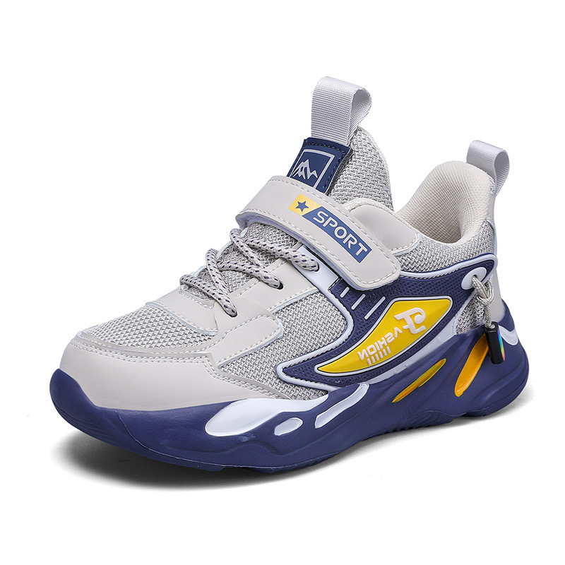 Children's Shoes, Boys' Lightweight Soft Thick-Soled Primary School Students' Running Sneakers, Medium and Large Kidsren's Mesh Breathable Casual Dad Shoes