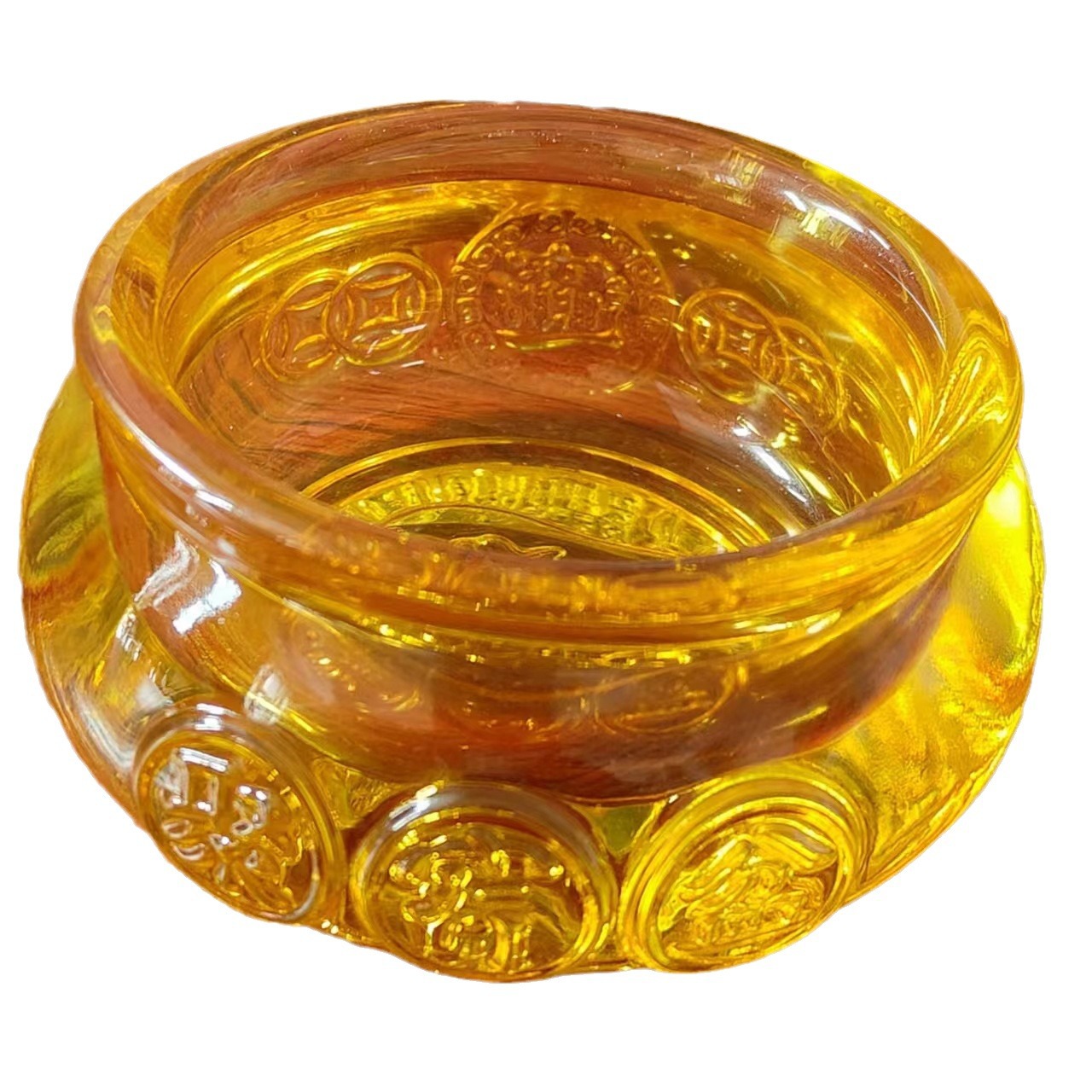 New Glass Treasure Basin Home Decorations Feng Shui Layout Ornaments Gift Mascot Yellow Crystal Jewelry