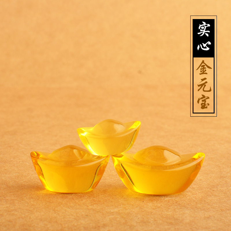 Золотые желтые кристаллические слитки домашние аксессуары украшения цитрин стеклянная гравийная сплав маленькие слитки креативные украшения