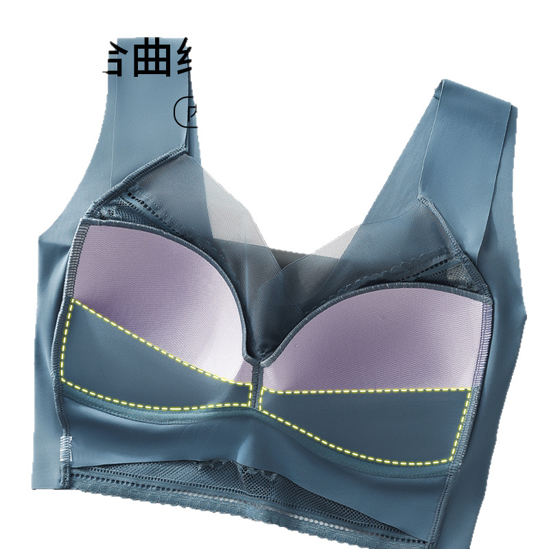 Internet celebrity popular wrapped chest tube top fixed Cup thin lace mesh big chest small push up beauty back breathable bra for women