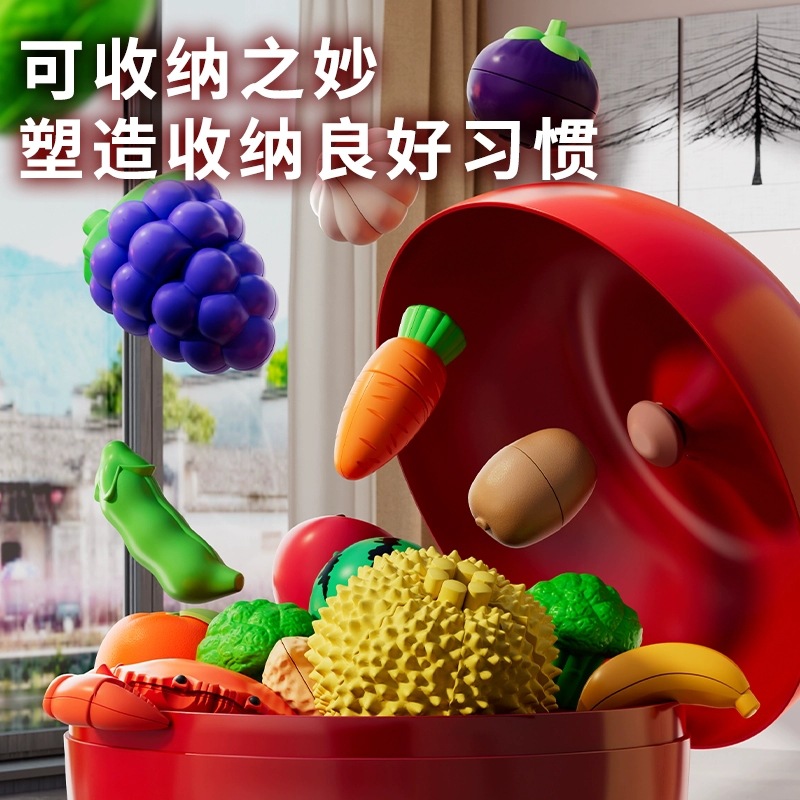 Christmas Apple Storage Box Children's Fruit Chicing Simulation Play-house Toys Fruits and Vegetables Peelable Durian Fruits