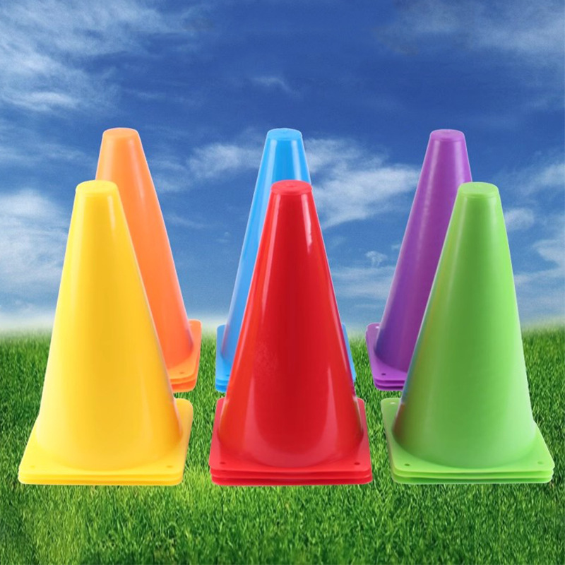 Яркое пластиковое ведро с знаком, оптовая продажа, оборудование для тренировки на улице, пластиковое кольцо для броска, препятствующее ведро для футбольных тренировок