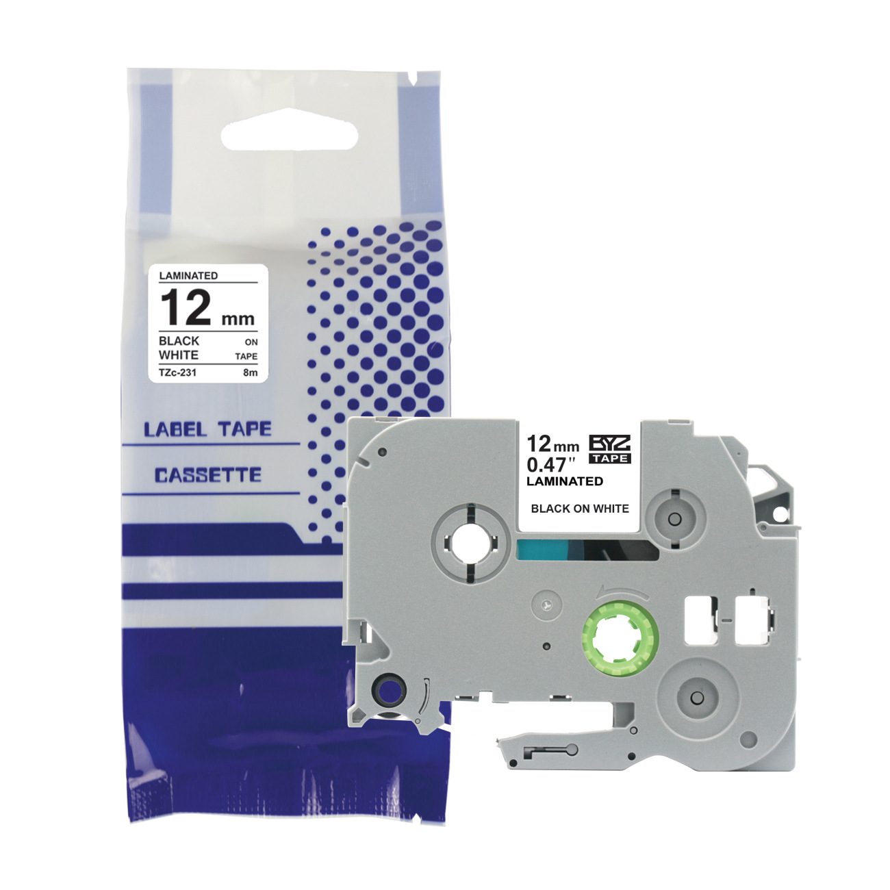 Suitable for Brother Label Machine Domestic Ribbon 12mm Standard Laminated Self-Adhesive Label Printing Paper Compatible with Tzc231