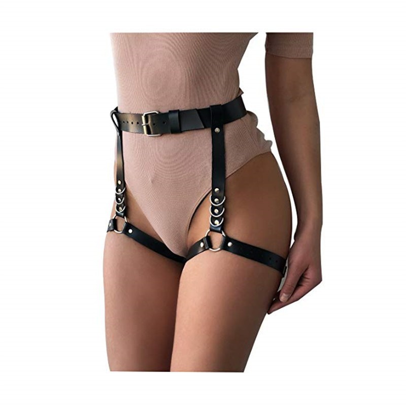 European and American Harajuku Belt Leg Ring Integrated Personality Leg Ring Leather Belly Tinting Strap Belt Belt