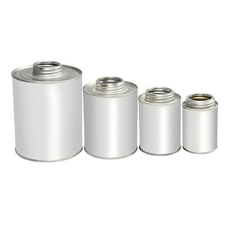 Pvc Glue Can Iron Can Threaded Mouth Multi-Specification Iron Can with Plastic Brush Manufacturer Tinplate Round Glue Can