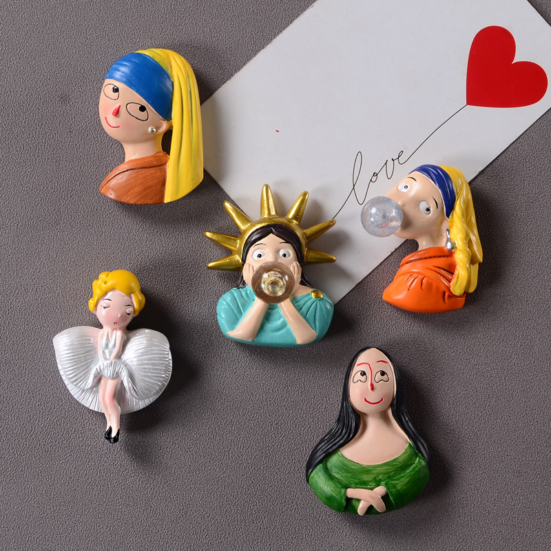 Three-Dimensional 3D Personalized Creative Refrigerator Magnet Cute Magnet Magnetic Sticker Magnet Scandinavian Ins Magnet Refrigerator Gold Small